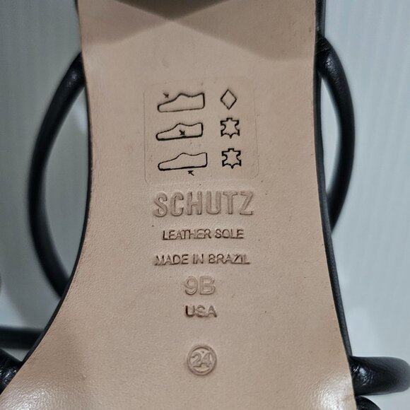 NEW Schutz Princey Strappy Sandal Knotted Heel Black Leather Size 9 - Picture 11 of 12
